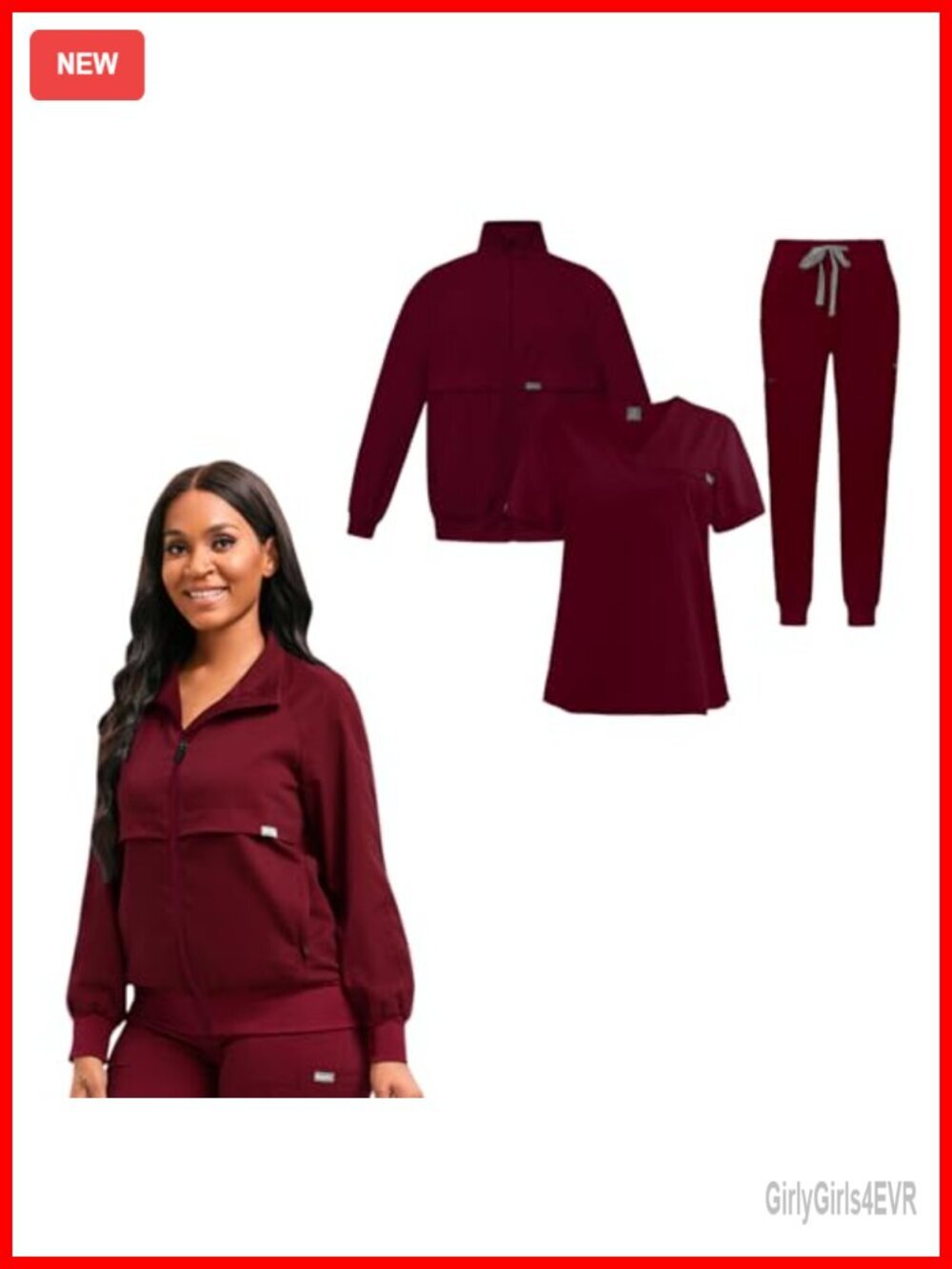Medical Scrub Set - V-Neck Top & Jogger Pant & Jacket